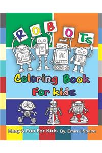 Robots Cartoon Coloring Book: Easy & Fun Age 4-8