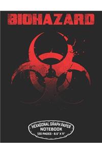 Biohazard Hexagonal Graph Paper Notebook 120 Pages - 8.5