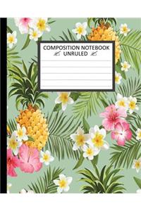 Unruled Composition Notebook 8 X 10. 120 Pages. Tropical Flowers.