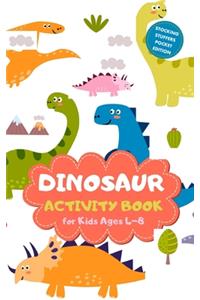 Dinosaur Activity Book for Kids Ages 4-8 Stocking Stuffers Pocket Edition