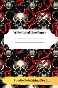 Scary Skulls Theme Wide Ruled Line Paper