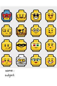 School Composition Notebook Lego Emoji for Boys: Yellow Bricks and Blocks Back to School Wide-Ruled Writing Journal for Grade School Students