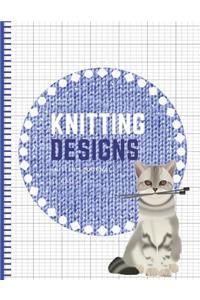 Knitting Designs: Graph Paper Notebook, Blank Knitter's Journal, 2:3 Ratio, Knitting Patterns Cat Book