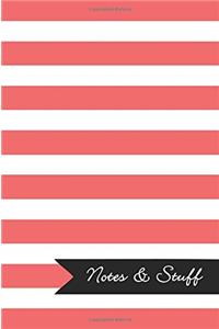 Notes & Stuff Lined Notebook With Coral Striped Pattern Cover