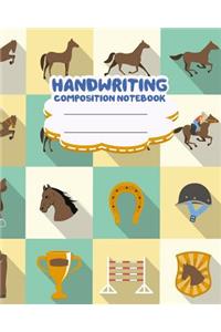 Handwriting primary composition notebook, 8 x 10 inch 200 page, Horses softcover