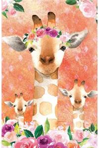 Journal Notebook For Animal Lovers Giraffes In Flowers 2