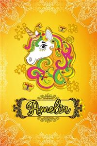 Amelia - Golden Unicorn personalized named Notebook