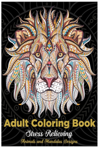 Adult Coloring Book Stress Relieving Animals and mandalas designs