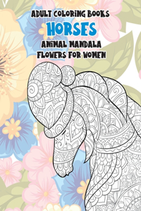 Adult Coloring Books Flowers for Women - Animal Mandala - Horses