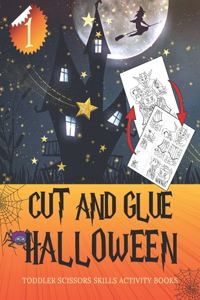HALLOWEEN CUT AND GLUE 1 Toddler Scissors Skills Activity books