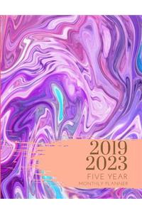 2019-2023 Five Year Planner Marble Pink Goals Monthly Schedule Organizer
