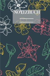 Notizbuch Garten Muster Pattern Pflanzen Blumen Pflanze Flower Blüte Grün Bunt Zeichnung