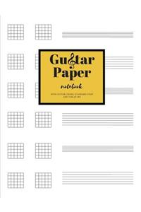 Guitar Paper Notebook with Guitar Chord, Standard Staff and Tablature