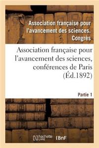 Association Française Pour l'Avancement Des Sciences, Conférences de Paris