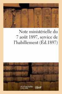 Note Ministérielle Du 7 Aout 1897 Portant Modifications Aux Instructions Des 16 Novembre 1887