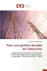 Pour Une Gestion Durable de L Électricité
