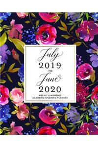 July 2019 to June 2020 Weekly & Monthly Academic Splendid Planner