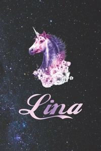 Lina: First Name Personalized Unicorn Customized Names Gift Birthday Girl Notebook Journal