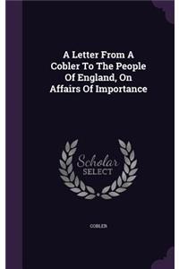 A Letter From A Cobler To The People Of England, On Affairs Of Importance
