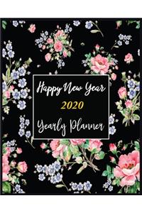 Happy New Year 2020 Yearly Planner: New Year Gift 2020 Christmas Gift 2020 2020 Planner Pretty Simple Planners Botanical Floral Gift For year 2020