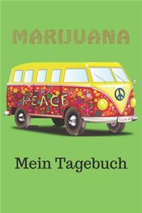 Marijuana Mein Tagebuch Notizbuch Bullets gepunktet A5 100 Seiten, Vintage Softcover, Weißes Papier - Dickes Notizheft, Skizzenbuch, Zeichenbuch, Blankobuch, Sketchbook