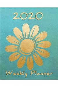 2020 Weekly Planner: A Gold Daisy Monthly and Yearly Calendar