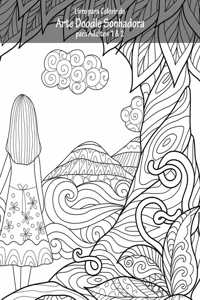 Livro para Colorir de Arte Doodle Sonhadora para Adultos 1 & 2