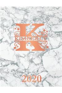 Kimberly: 2020. Personalized Name Weekly Planner 2020. Monogram Letter K Notebook Diary. White Marble & Rose Gold Cover. Datebook Calendar Schedule