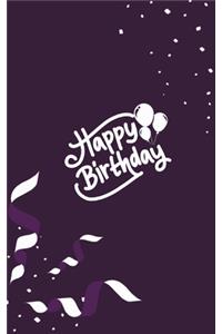 Happy Birthday Notebook, Blank Write-in Journal, Dotted Lines, Wide Ruled, Medium (A5) 6 x 9 In (Purple)