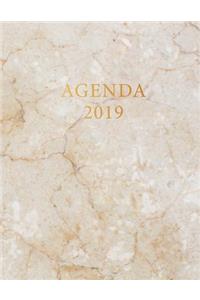 Agenda 2019: Semana Vista - Mármol Blanco Y Oro - Organizador Día Página Español - 52 Semanas Enero a Diciembre 2019