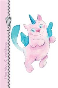 I Am about Cheerfulness: Cat Unicorn Sketchbook Writing Journal Combo Book