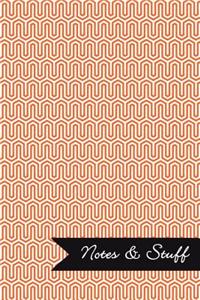 Notes & Stuff - Lined Notebook with Orange Key Maze Pattern Cover