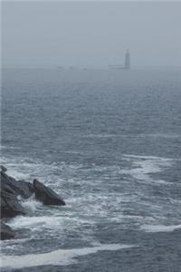 Lighthouse in the Fog - Blank Notebook with Fleur de Lis Corners