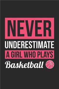 Basketball Notebook - Never Underestimate A Girl Who Plays Basketball - Basketball Training Journal - Gift for Basketball Player