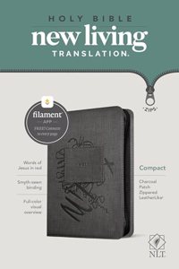 NLT Compact Zipper Bible, Filament-Enabled Edition (Leatherlike, Charcoal Patch, Red Letter)