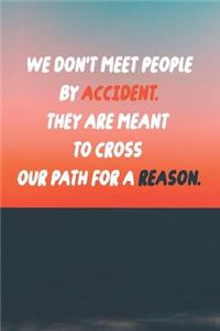 We Don't Meet people By Accident, They Are Meant To Cross Our Path For A Reason.