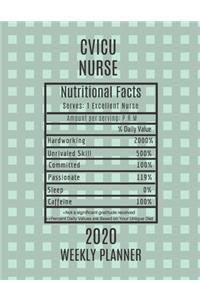 CVICU Nurse Nutritional Facts Weekly Planner 2020