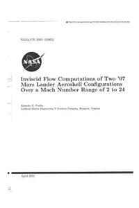 Inviscid Flow Computations of Two '07 Mars Lander Aeroshell Configurations Over a Mach Number Range of 2 to 24