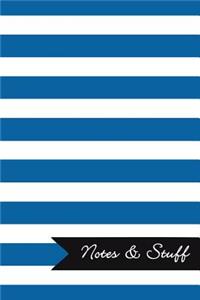 Notes & Stuff - Lined Notebook with Oxford Blue Striped Pattern Cover
