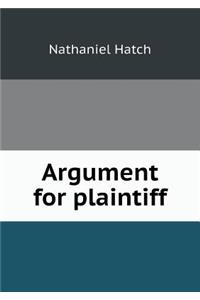 Argument for Plaintiff