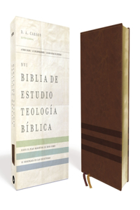 NVI Biblia de Estudio, Teología Bíblica, Leathersoft, Café, Interior a Cuatro Colores