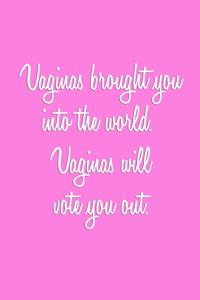 Vaginas brought you into the world. Vaginas will vote you out.