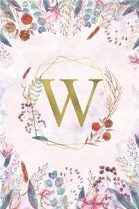 W - Monogrammed Floral Journal