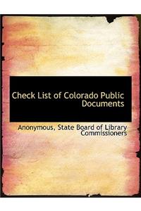 Check List of Colorado Public Documents