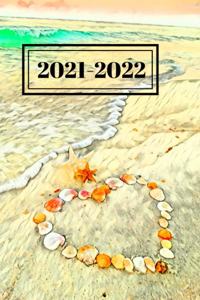 Aqua Teal & Peach Heart of Sea Shell Dated Calendar Planner 2 years To-Do Lists, Tasks, Notes Appointments