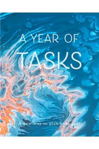 Year of Tasks: Blue and Peach Swirls: A new way to plan your year (8 x 10 inches, 120 pages)