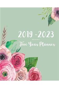 2019-2023 Five Year Planner- Watercolor Flowers