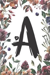 A: Classic Vintage Floral Personalized Monogram Journal a Initial