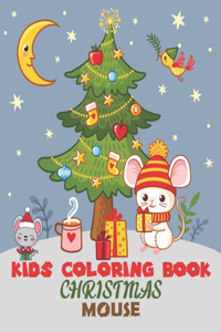 Kids Coloring Book Christmas Mouse