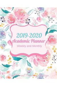 2019-2020 Academic Planner Weekly and Monthly Pink Floral Painting Design
